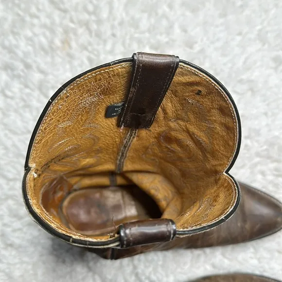 Justin’s Classic Brown Leather Cowboy Boots Weathered Extra Wide Classic