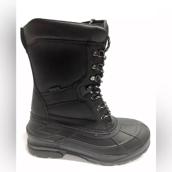 Kamik Men’s Nationpro, Black Waterproof Winter Boots, Size 9M
