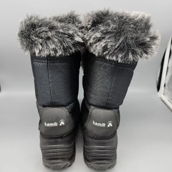 Kamik Momentum2 Women’s Size US 6 Black Waterproof Winter Boots Faux Fur EUC