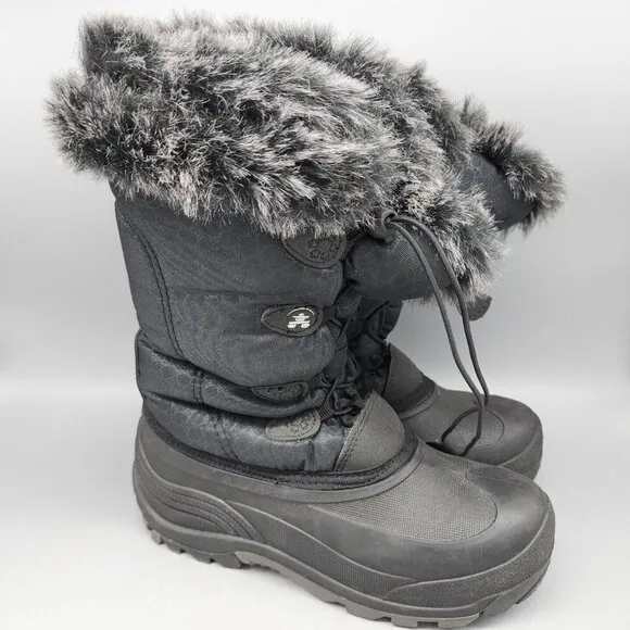 Kamik Momentum2 Women’s Size US 6 Black Waterproof Winter Boots Faux Fur EUC