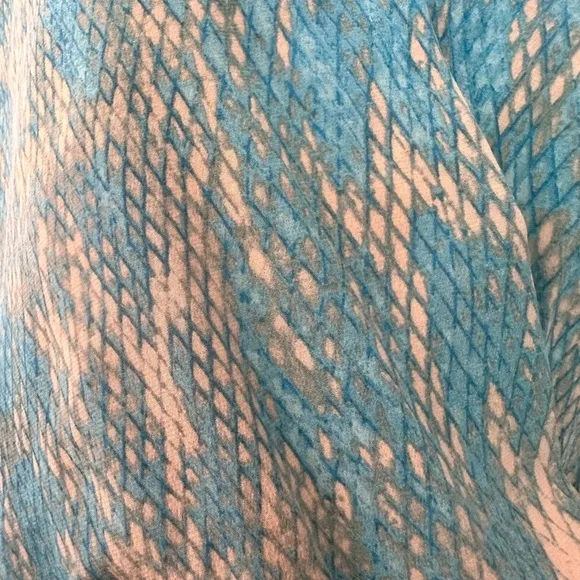 Karina Grimaldi Blue Snake Print Silk Mini Dress Belted 100% Silk Size XS