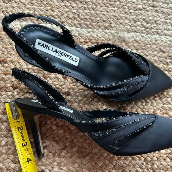 Karl Lagerfeld Black Slingback Heels