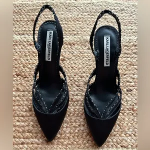 Karl Lagerfeld Black Slingback Heels