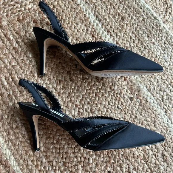 Karl Lagerfeld Black Slingback Heels