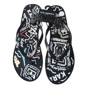 Karl Lagerfeld Women's Nola Graffiti Multicolor‎ Wedge Slides Size 10