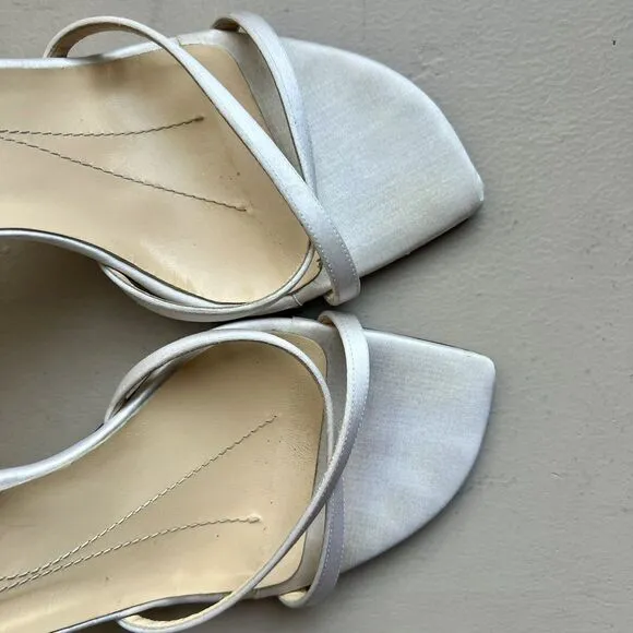 Kate Spade Ivory Satin Heeled Sandal Shoes w/ Bow on Slingback Women’s Size 8.5