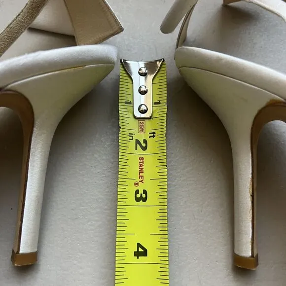 Kate Spade Ivory Satin Heeled Sandal Shoes w/ Bow on Slingback Women’s Size 8.5