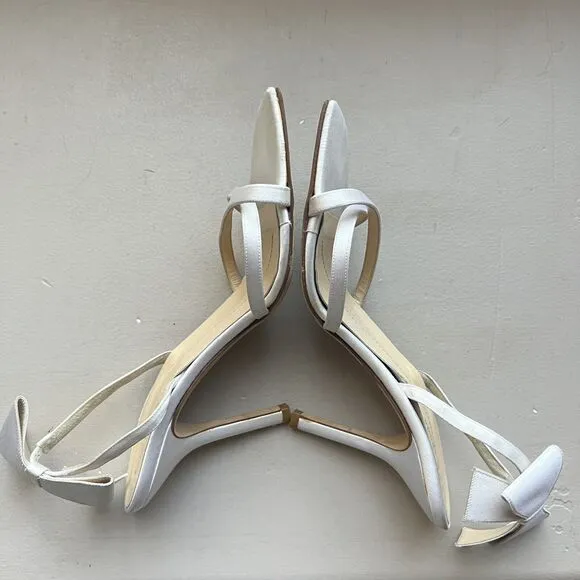 Kate Spade Ivory Satin Heeled Sandal Shoes w/ Bow on Slingback Women’s Size 8.5