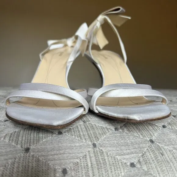 Kate Spade Ivory Satin Heeled Sandal Shoes w/ Bow on Slingback Women’s Size 8.5