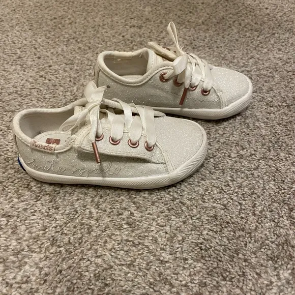 Kate Spade Kids Glittery White Sneakers