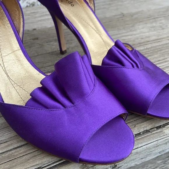 Kate Spade New York Chrisette Deep Purple Satin High Heel Shoes Women's Size 8.5