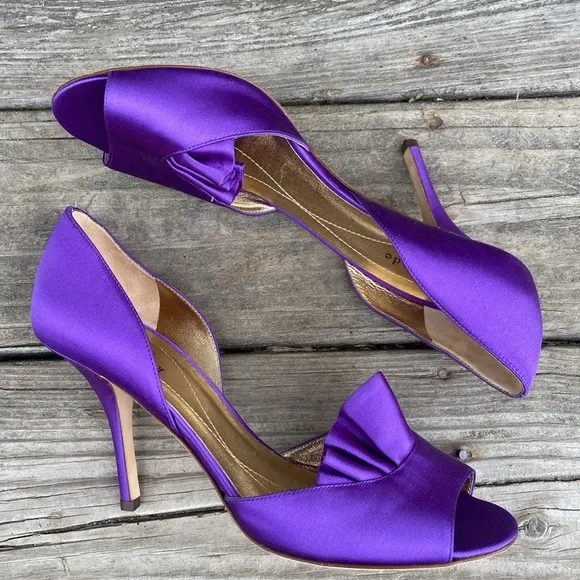 Kate Spade New York Chrisette Deep Purple Satin High Heel Shoes Women's Size 8.5