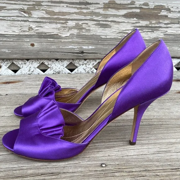 Kate Spade New York Chrisette Deep Purple Satin High Heel Shoes Women's Size 8.5