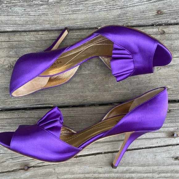Kate Spade New York Chrisette Deep Purple Satin High Heel Shoes Women's Size 8.5