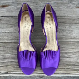 Kate Spade New York Chrisette Deep Purple Satin High Heel Shoes Women's Size 8.5