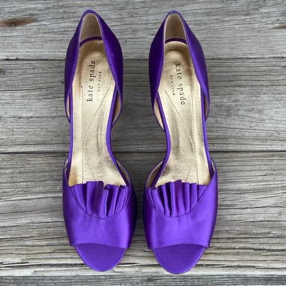 Kate Spade New York Chrisette Deep Purple Satin High Heel Shoes Women's Size 8.5