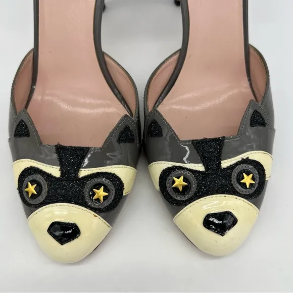 Kate Spade Raccoon Azeban High Heel Patent LeatherGrey Black Shoes Size 7B