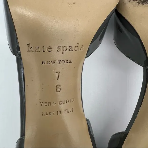 Kate Spade Raccoon Azeban High Heel Patent LeatherGrey Black Shoes Size 7B