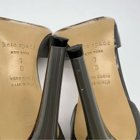 Kate Spade Raccoon Azeban High Heel Patent LeatherGrey Black Shoes Size 7B