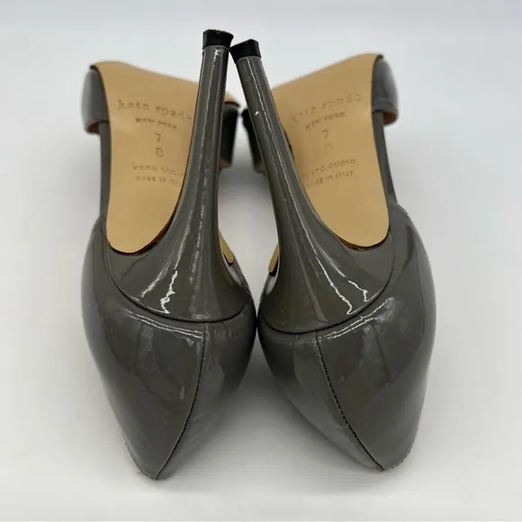 Kate Spade Raccoon Azeban High Heel Patent LeatherGrey Black Shoes Size 7B