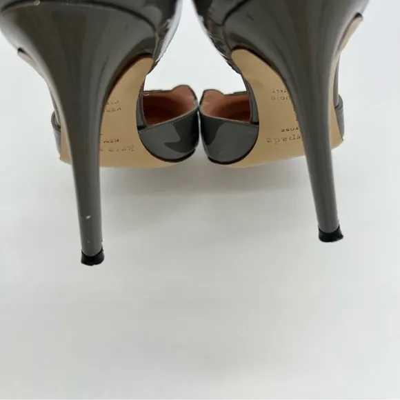 Kate Spade Raccoon Azeban High Heel Patent LeatherGrey Black Shoes Size 7B