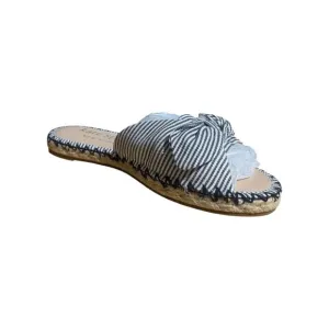 Kate Spade Saltie Shore Espadrille Blue/White Slip On Slide Sandal Sz 9B
