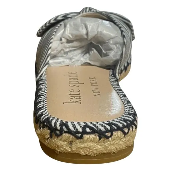 Kate Spade Saltie Shore Espadrille Blue/White Slip On Slide Sandal Sz 9B