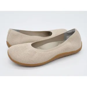 KBZone Shoes Womens 7.5 Beige Knit Flats Round Toe Slip On Casual Comfort Ballet