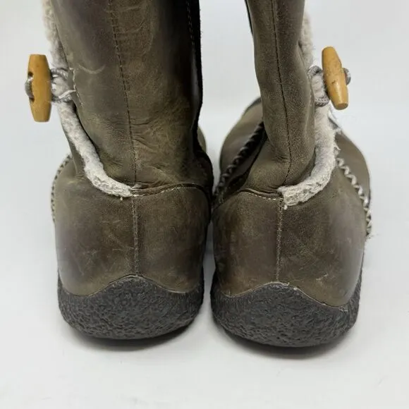 Keen Kaley Winter Boots Womens 10 Green Leather Faux Shearling Lined Toggle Zip