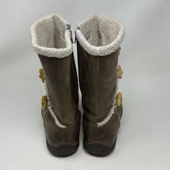 Keen Kaley Winter Boots Womens 10 Green Leather Faux Shearling Lined Toggle Zip