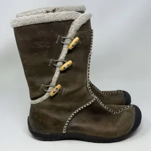 Keen Kaley Winter Boots Womens 10 Green Leather Faux Shearling Lined Toggle Zip
