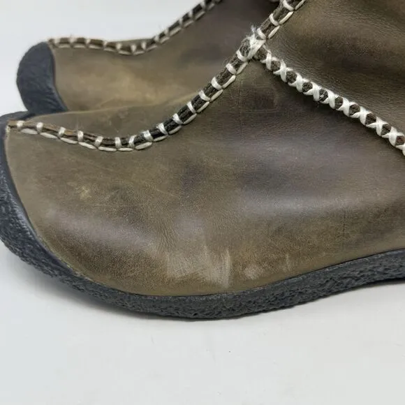 Keen Kaley Winter Boots Womens 10 Green Leather Faux Shearling Lined Toggle Zip