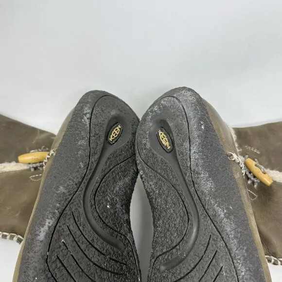 Keen Kaley Winter Boots Womens 10 Green Leather Faux Shearling Lined Toggle Zip