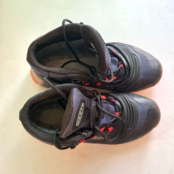 Keen MENS Tempo Flex Waterproof Hiking Boots Black Blue Size 8.5