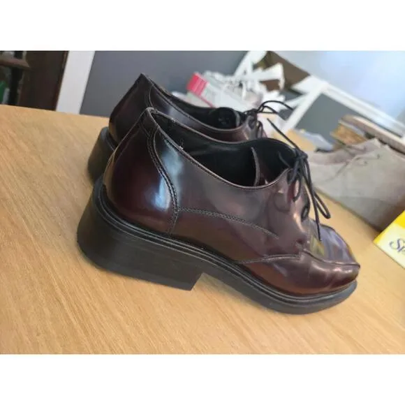 Kenneth Cole Reaction Cognac Leather Dress Shoes Square Toe Mens 9 Worn Once