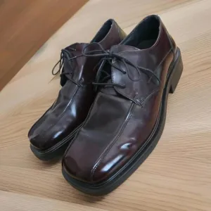Kenneth Cole Reaction Cognac Leather Dress Shoes Square Toe Mens 9 Worn Once