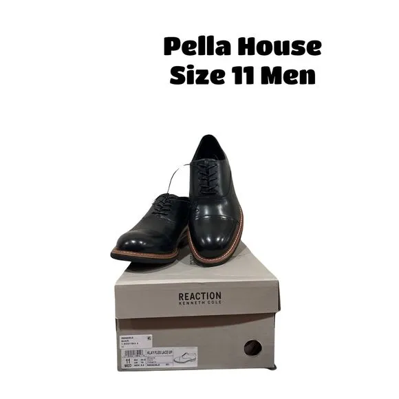 Kenneth Cole Reaction Men Klay Flex Lace Up Oxford Shoes New Box Black Size 11