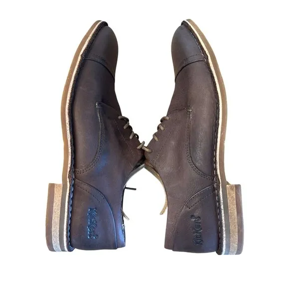 Kickers Mens Oxfords Shoes Brown Leather Plaid interior Wax Lace Ups Excellent C
