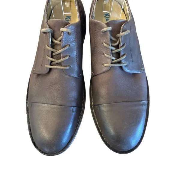 Kickers Mens Oxfords Shoes Brown Leather Plaid interior Wax Lace Ups Excellent C