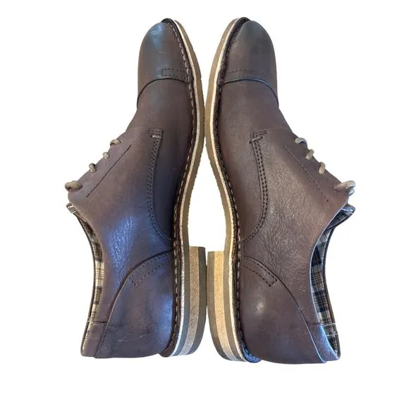 Kickers Mens Oxfords Shoes Brown Leather Plaid interior Wax Lace Ups Excellent C