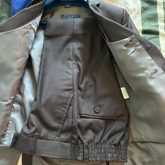 Kids Perry Ellis Charcoal Classic Suit Ensemble