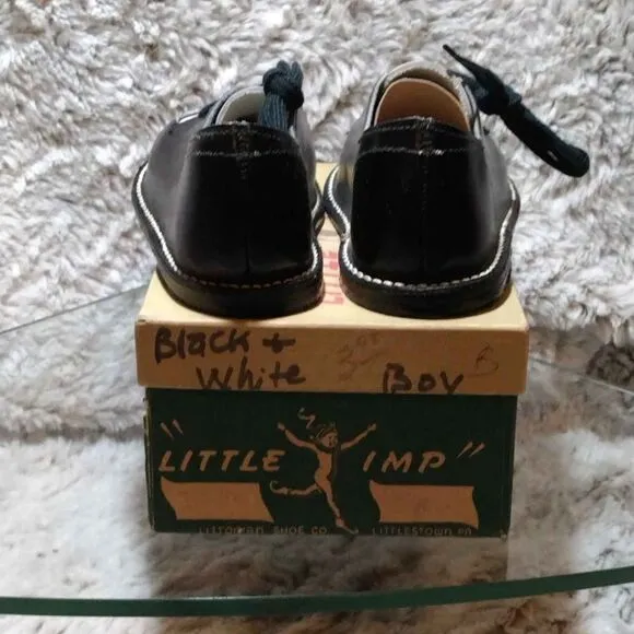 Kids vintage tuxedo shoes, black and white