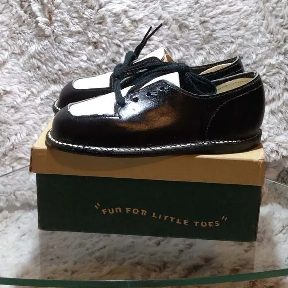 Kids vintage tuxedo shoes, black and white
