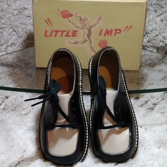 Kids vintage tuxedo shoes, black and white