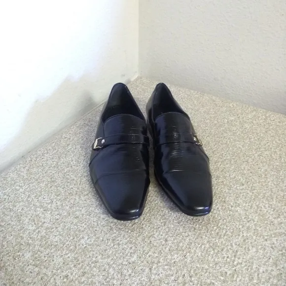 King Dupont Black Embossed Leather Dress Shoes