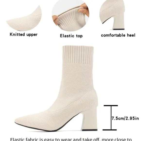 Knitted Pointed Toe Casual Sock Boots
