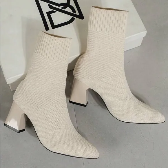 Knitted Pointed Toe Casual Sock Boots