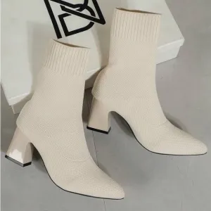 Knitted Pointed Toe Casual Sock Boots