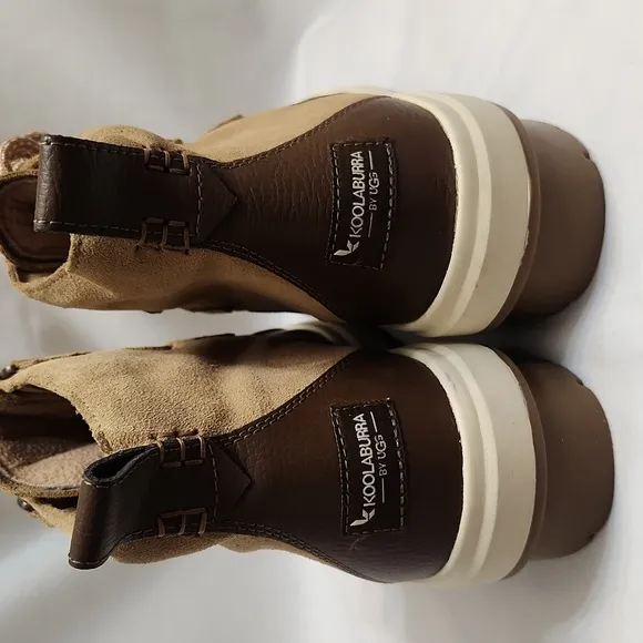 Koolaburra by UGG Tan Brown Leather Lace-up Winter boots (w size 9)