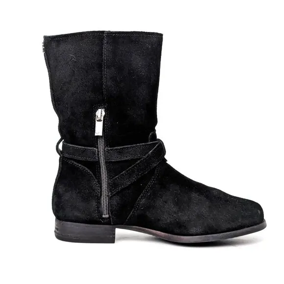 Koolaburra by UGG Women Elista Black Suede Strap Comfortable Winter Boots sz 6